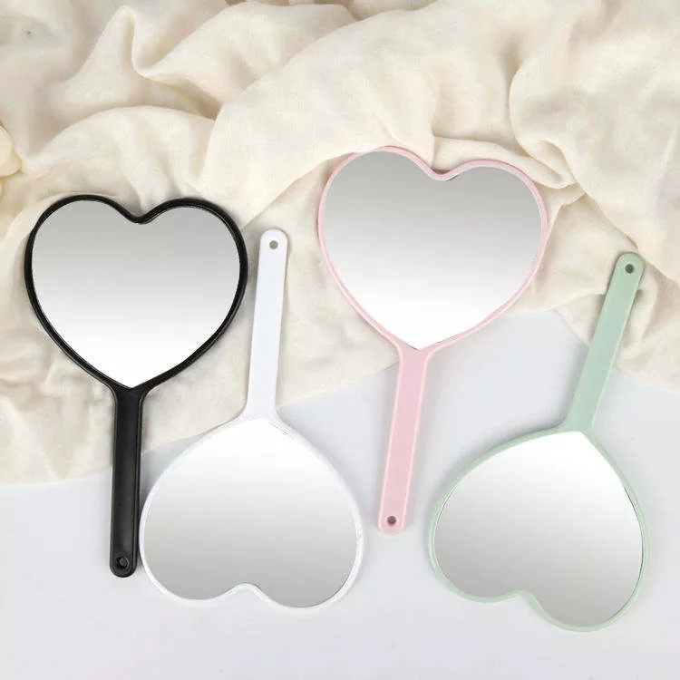 Cute Heart-Shaped Handheld Makeup Mirror